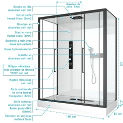 Aurlane Cabine de douche RECTANGLE 160x85x217cm - FACTORY 2 XXL
