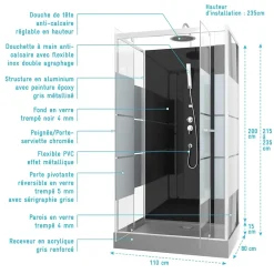 Aurlane Cabine de douche rectangle 110x80x225cm - SCRATCHY 110* Cabine De Douche