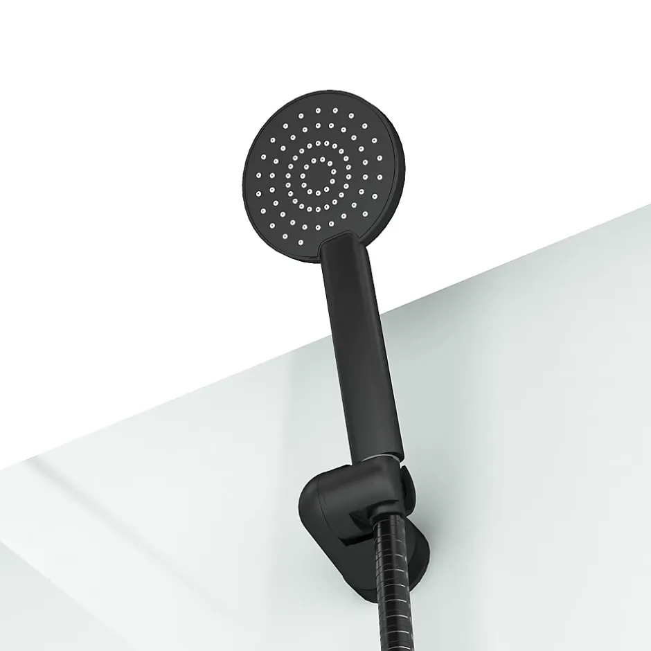 Aurlane Cabine de douche rectangulaire 110x80x197 cm - Porte coulissante - Fonds Blancs & Profilés Noir Mat* Cabine De Douche