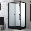 Aurlane Cabine de douche rectangulaire 110x80x197 cm - Porte coulissante - Receveur Noir Mat