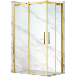 Balneo Cabine de douche 80x100 cm coulissante en 6mm verre trempé anticalcaire, profils dorés