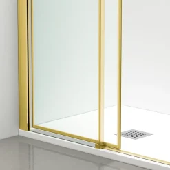 Balneo Cabine de douche 80x100 cm coulissante en 6mm verre trempé anticalcaire, profils dorés