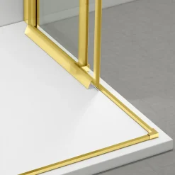 Balneo Cabine de douche 80x100 cm coulissante en 6mm verre trempé anticalcaire, profils dorés
