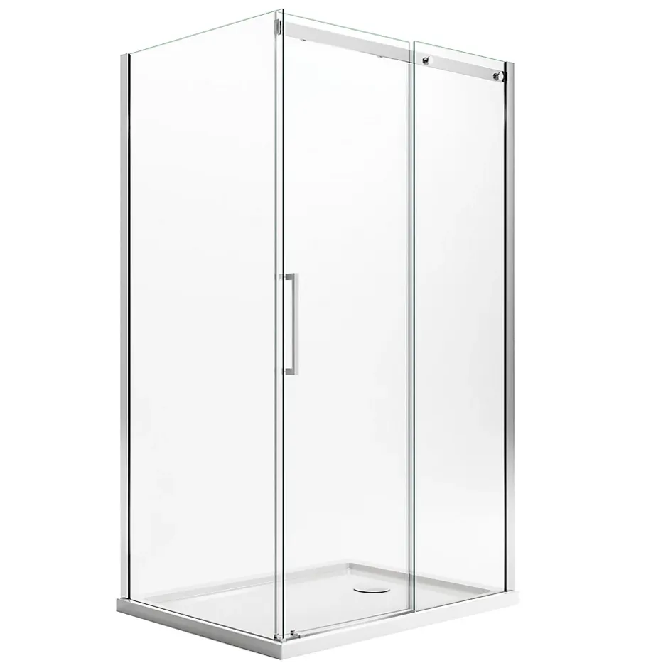 Idralite Cabine de douche 90x120CM H200 Verre Transparent 8mm Droite avec Easy-Clean mod. Prime Duo 1 Porte