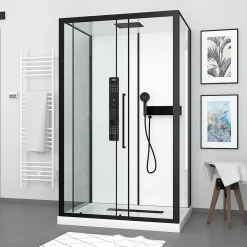 Aurlane Cabine de douche 115x90x210 cm avec receveur + bonde 90mm + Grille linéaire - FACTORY 2* Cabine De Douche