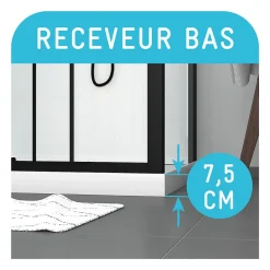 Aurlane Cabine de douche 115x90x210 cm avec receveur + bonde 90mm + Grille linéaire - FACTORY 2* Cabine De Douche