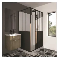 Gelco CABINE DE DOUCHE 90X120X220 STYLE INDUSTRIEL NOIR