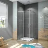 AICA Sanitaire Cabine de douche 80x80x185cm accès d'angle - Chromée , porte de douche coulissante, en 6mm verre anticalcaire,Modern