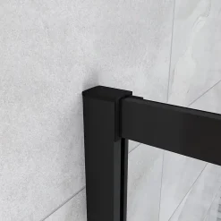 AICA Sanitaire Cabine de douche 90x90x200cm accès d'angle - Noir Mat , noire porte de douche coulissante, en 6mm verre anticalcaire