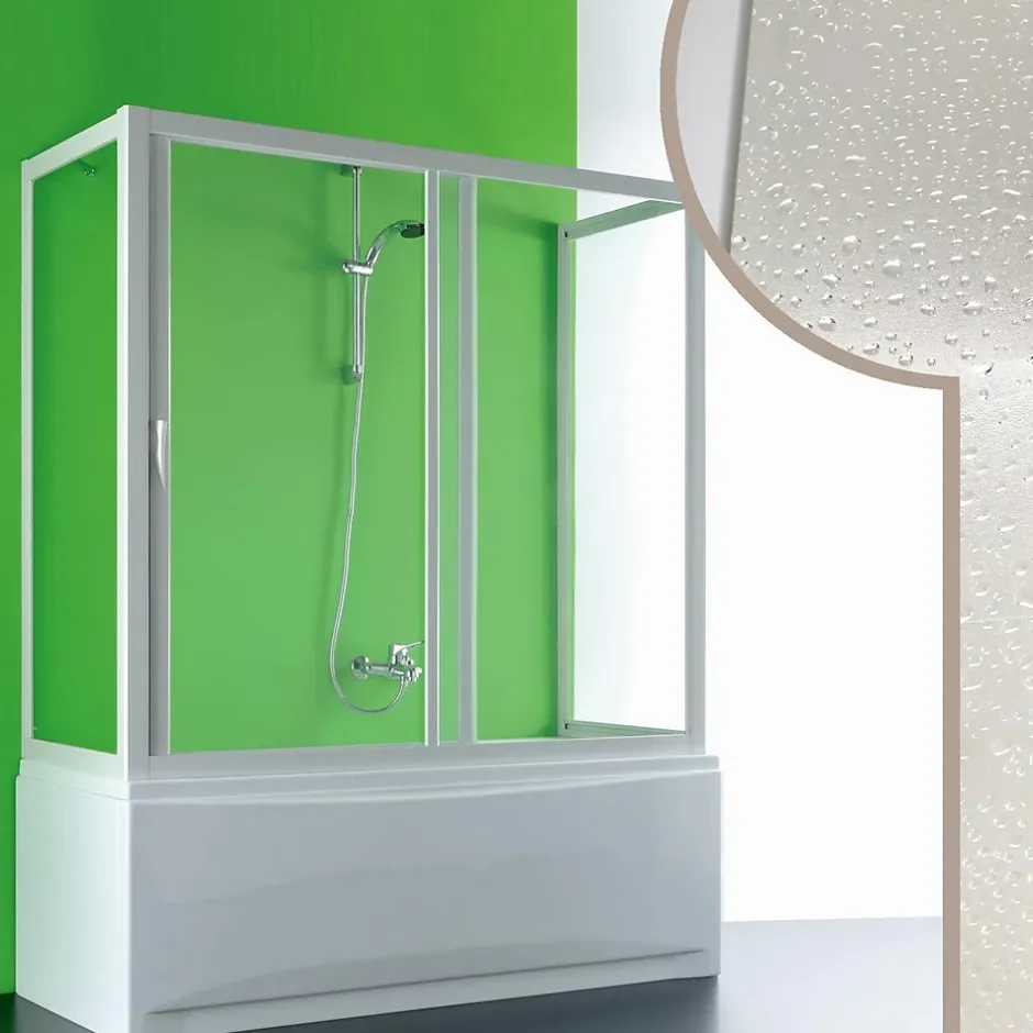 Forte Cabine douche 3 côtés Pare-Baignoire 70x160x70 CM en acrylique mod. Plutone avec ouverture laterale