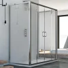 Idralite Cabine douche à trois côtés 80x120x80 CM H185 transparent modèle Replay Trio avec 2 portillons