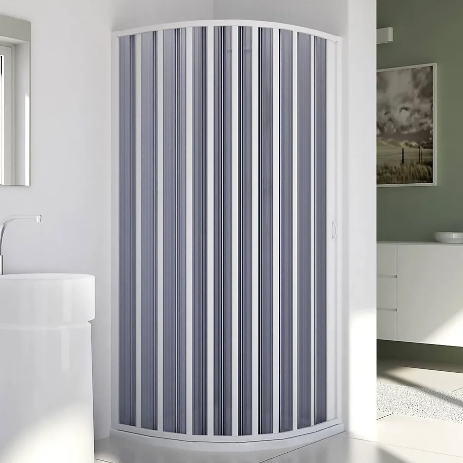 Forte Cabine douche demi-circulaire 90x90CM Rayons 55 H185 en Plastique pvc modèle Sharp ouverture latérale