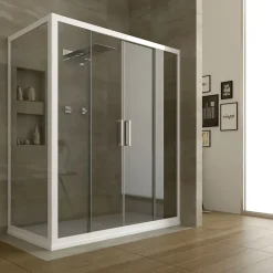 Forte Cabine Douche en PVC 90x120 CM H200 Transparent mod. Star Profil Blanc 2 Portes* Cabine De Douche