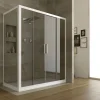 Forte Cabine Douche en PVC 90x140 CM H200 Transparent mod. Star Profil Blanc 2 Portes
