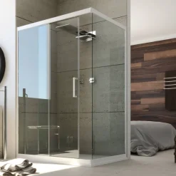 Forte Cabine Douche en PVC 80x110 CM H200 Transparent mod. Glax Profil Blanc* Cabine De Douche