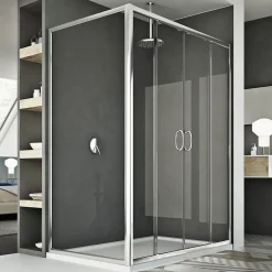 Idralite Cabine Douche 80x140 CM H185 transparent modèle Replay Duo 2 Portillons* Cabine De Douche