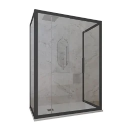 Forte Cabine parois de douche 3 côtés coulissantes 80x170x80 cm H 200 en PVC Anthracite Verre Transparent mod. Deco Trio