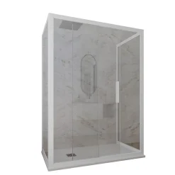 Forte Cabine parois de douche 3 côtés coulissantes 80x140x80 cm H 200 en PVC Blanc Verre Transparent mod. Glax 3 lati
