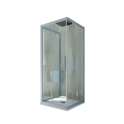 Forte Cabine parois de douche 3 côtés coulissantes 80x100x80 cm H 200 en PVC Bleu Vintage Verre Transparent mod. Kolors Trio