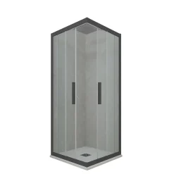 Forte Cabine parois de douche angulaire coulissante 110x120 cm H 200 en PVC Anthracite Verre Transparent mod. Kolors