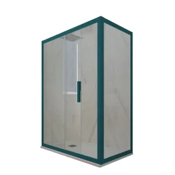 Forte Cabine parois de douche angulaire coulissante 70x170 cm H 200 en PVC Vert Night Watch Verre Transparent mod. Deco Duo