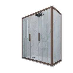 Forte Cabine parois de douche coulissante 90x130 cm H 200 en PVC Chocolat Verre Transparent mod. Glam Duo