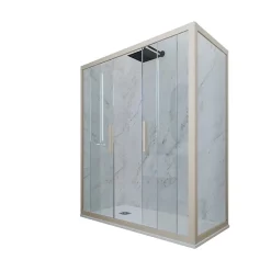 Forte Cabine parois de douche coulissante 70x120 cm H 200 en PVC Champagne Verre Transparent mod. Glam Duo* Cabine De Douche