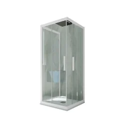Forte Cabine parois de douche coulissante 3 côtés 80x100x80 cm H 200 en PVC Blanc Matt Verre Transparent mod. Kolors Trio