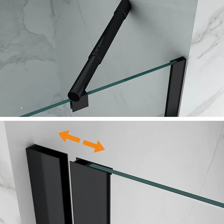 Saniverre Cabine porte de douche d'angle MAYA-BLACK H190 cm, 70 x 120 cm, verre transparent -