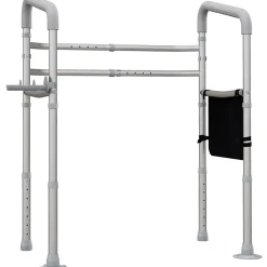 Homcom Cadre de sécurité de toilettes - cadre de toilettes réglable - barres d'appui rembourrées pour toilettes - alu. EVA gris