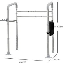 Homcom Cadre de sécurité de toilettes - cadre de toilettes réglable - barres d'appui rembourrées pour toilettes - alu. EVA gris