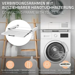 Ml-Design Cadre intermédiaire universel pour lave-linge avec porte-serviettes coulissante