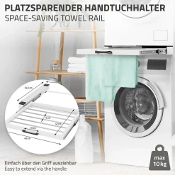 Ml-Design Cadre intermédiaire universel pour lave-linge avec porte-serviettes coulissante