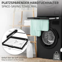 Ml-Design Cadre intermédiaire universel lave-linge avec porte-serviettes coulissante noir* Etendoir À Linge