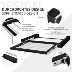 Ml-Design Cadre intermédiaire universel lave-linge avec porte-serviettes coulissante noir* Etendoir À Linge