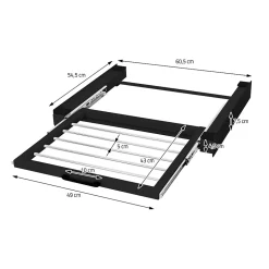 Ml-Design Cadre intermédiaire universel lave-linge avec porte-serviettes coulissante noir* Etendoir À Linge