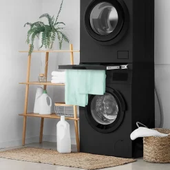Ml-Design Cadre intermédiaire universel lave-linge avec porte-serviettes coulissante noir* Etendoir À Linge