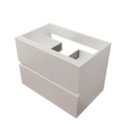 Cuisibane Caisson de salle de bain ROSALY INOX - 70 cm- Blanc- Plan vasque en