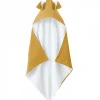 Monsieur Bébé Cape, sortie de bain pour bébé intérieur 100 % coton - 100 x 100 cm - Lapin - Moutarde -