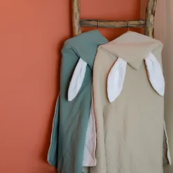 Monsieur Bébé Cape, sortie de bain pour bébé intérieur 100 % coton - 100 x 100 cm - Lapin - Moutarde -