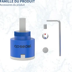 Homelody Cartouche Céramique Sedal 35 mm pour Mitigeur Cartouche de Remplacement Universelle pour Robinet Cuisine et Salle de Bain