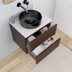 Ceramia 60 cm, meuble de salle de bain assemblé, couleur chêne (-5DW60)* Meuble Sous-Vasque