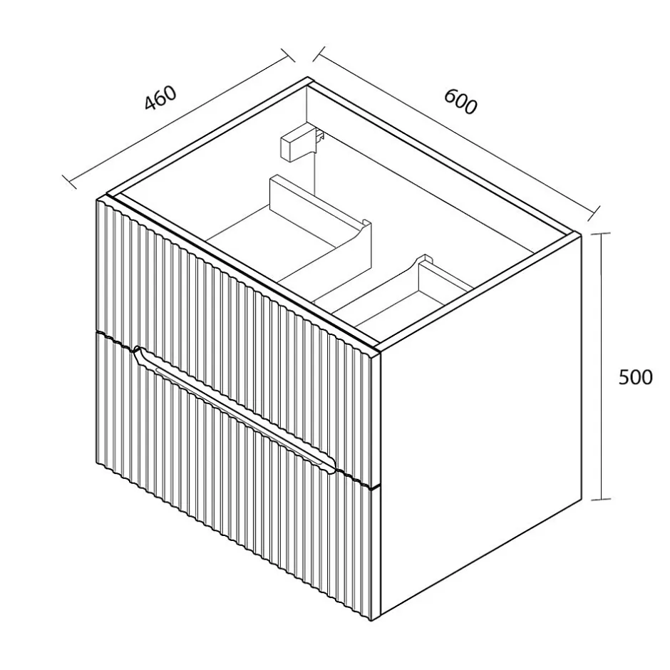 Ceramia 60 cm, meuble de salle de bain assemblé, couleur chêne (-5DW60)* Meuble Sous-Vasque