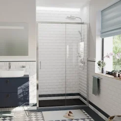 Ceramia PURA Porte de douche 100x195cm coulissante anticalcaire avec profilés Chrome brillant (CERAHP100C)