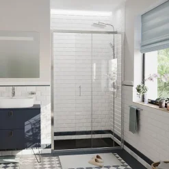 Ceramia PURA Porte de douche 100x195cm coulissante anticalcaire avec profilés Chrome brillant (CERAHP100C)