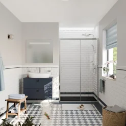 Ceramia PURA Porte de douche 100x195cm coulissante anticalcaire avec profilés Chrome brillant (CERAHP100C)