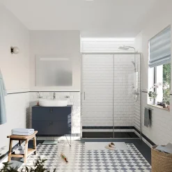 Ceramia PURA Porte de douche 140x195cm coulissante anticalcaire avec profilés Chrome brillant (CERAHP140C)