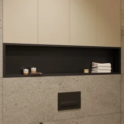 Ceramia Timeless Niche de Douche à encastrer, Acier Inoxydable 304, 120x28x10cm, Noir mat
