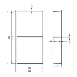 Ceramia Timeless Niche de Douche à encastrer, Acier Inoxydable 304, 2 étagères, 60x30x10cm, Gun Métal brossé PVD* Niche De Salle De Bains