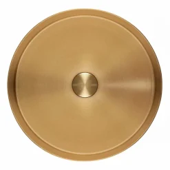 Ceramia Timeless Vasque à poser en Acier inoxydable, 38 x 38 x 11 cm sans trop-plein + Bonde, or brossé
